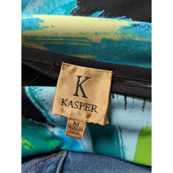 Kasper Black Tunic Top Abstract Print Side Tie Detail Batwing Sleeves Size M - Picture 5 of 7